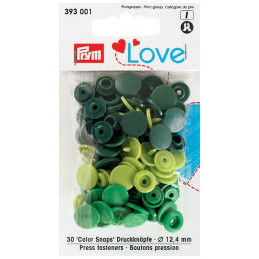 Prym Color Snaps Tryckknappar Plast Rund 12,4 mm ass. Grön - 30 st