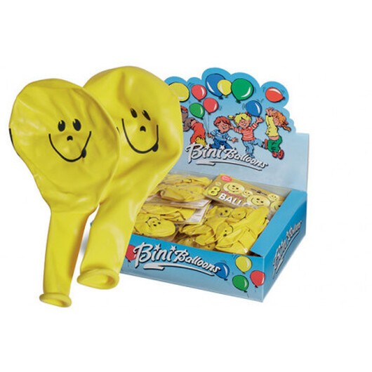 Bini Balloons Ballonger Smiley Gul Ø26cm - 8 st