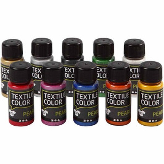 Textilfärg, pärlemor, mixade färger, 10x50 ml/ 1 förp.