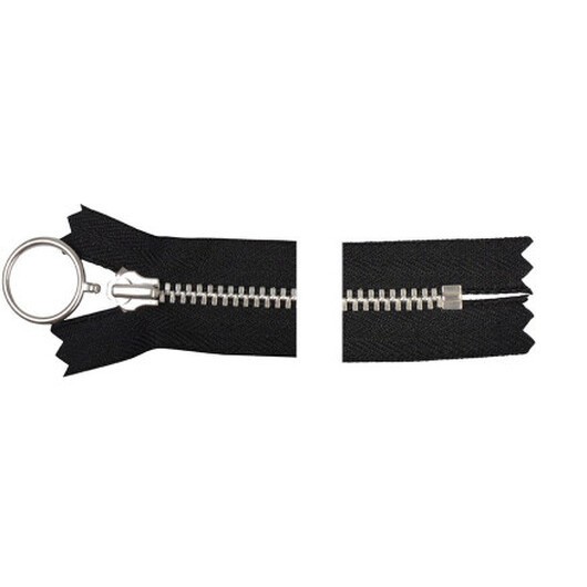 YKK Dragkedja/Blixtlås Aluminium Fast m/Ring 20cm 4mm Svart