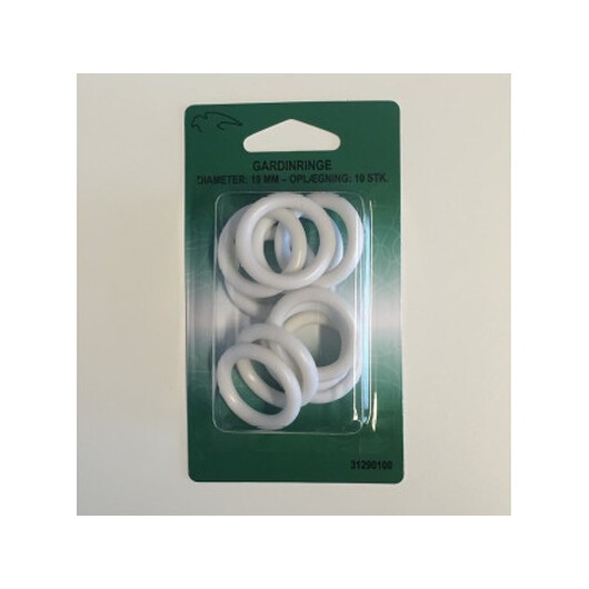 Gardinringar Plast Vit 19 mm - 10 st.