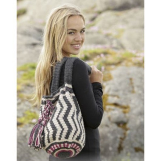 Port Noir by DROPS Design - Taske Virk-mönster 70x34 cm