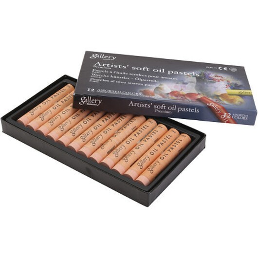 Gallery oljepastellkritor, L: 7 cm, Dia. 11 mm, tjocklek 11 mm, laxfärgad, 12 st./ 1 förp.