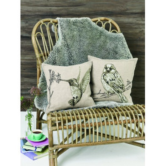 Permin Broderikit Kudde Gråsparv 40x40cm