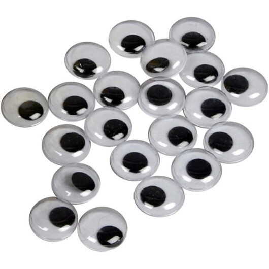 Rörliga ögon, utan häftämne, diam. 14 mm, 30 st / 1 frp.