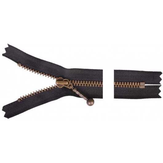 YKK Dragkedja/Blixtlås Antik Mässing 15cm 4mm Svart