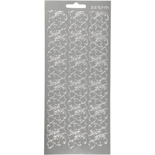 Stickers, blad, ark 10x23 cm, silver, 1 ark