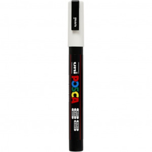 Uni Posca Marker, spets: 0,9-1,3 mm, PC-3M, 1 st., vit