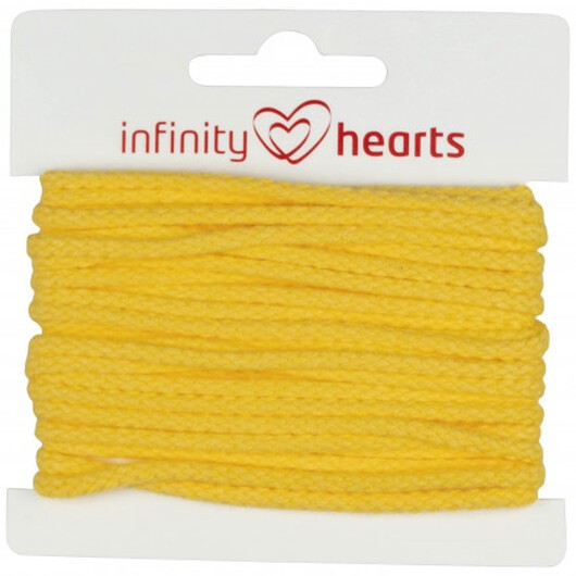 Infinity Hearts Anoraksnöre Bomull rund 3mm 340 Gul - 5m