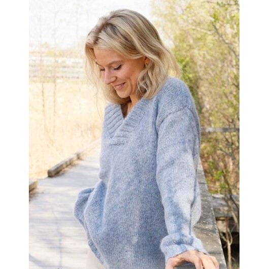 November Breeze by DROPS Design - Tröja Stickmönster str. S - XXXL