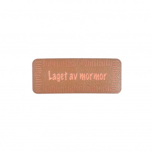 Norsk Label "Laget av Mormor" Imiterat läder Brun 5x2 cm - 1 st