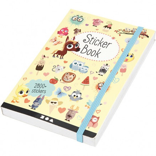 Bok med stickers, stl. 11,5x17 cm, tjocklek 1,5 cm - 80 sidor