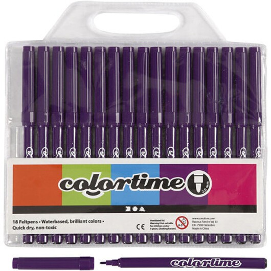Colortime-pennor, spets 2 mm, lila, 18 st./ 1 förp.