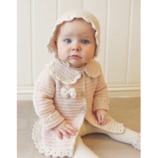 Little Lady Rose by DROPS Design - Baby Jacka Virk-mönster strl. 0/1 mdr - 3/4 år