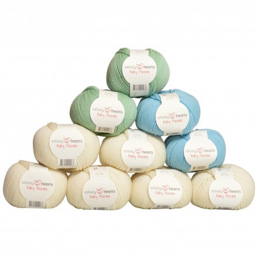 Infinity Hearts Baby Merino Garnpaket 22 Baby Blå och Grön - 10 st