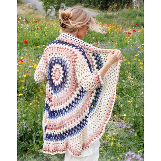 Summer Sunset by DROPS Design - Cardigan Virkmönster str. S - XXXL - Small/Medium