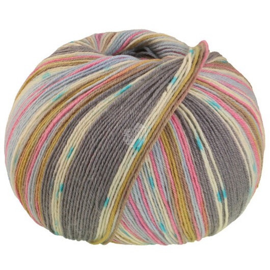 Lana Grossa Meilenweit 100 SETA Giappone Garn 3388 Grå/Ecru/Turkos/Pistaschmandel/Pastellblå/Taupe/Carnation Pink