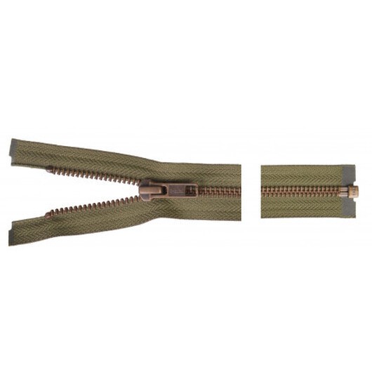 YKK Delbar Dragkedja/Blixtlås Antik Mässing 45cm 6mm Army