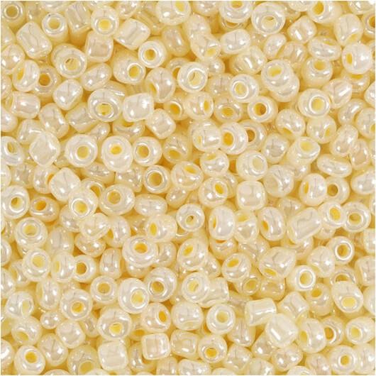 Rocai-pärlor, diam. 3 mm, storlek 8/0, hålstorlek 0,6-1,0 mm, elfenben, 25g/ 1 frp.