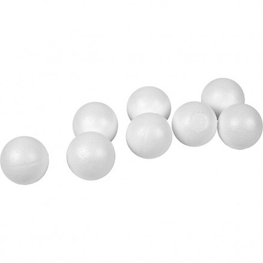 Kulor, dia. 4 cm, vit, frigolit, 100 st.