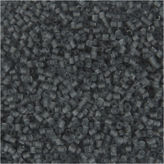 Rocai-pärlor 2-klippta, diam. 1,7 mm, storlek 15/0, hålstorlek 0,5 mm, transparent grå, 25g/ 1 frp.