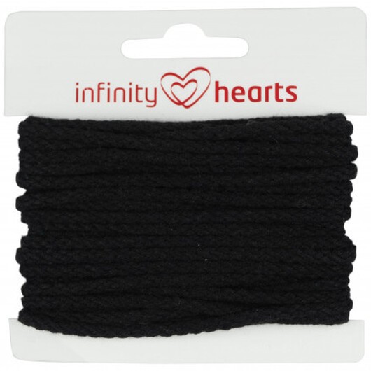 Infinity Hearts Anoraksnöre Bomull rund 3mm 990 Svart - 5m