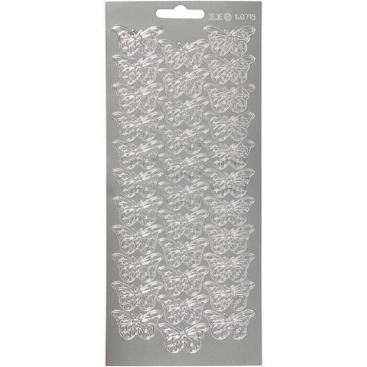 Stickers, fjärilar, ark 10x23 cm, silver, 1 ark