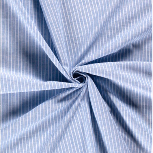 Lin/Bomull m/Ränder 145cm 003 Baby Blue - 50cm