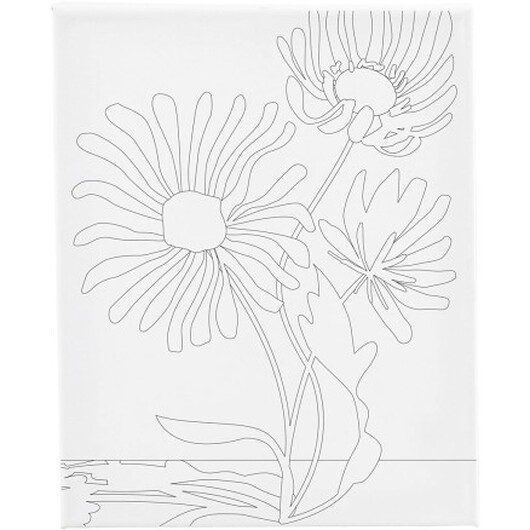 Canvas / Målarduk med tryck, Stora blommor, D: 1,6 cm, storlek 24x30 cm, 360 g, 1 st.