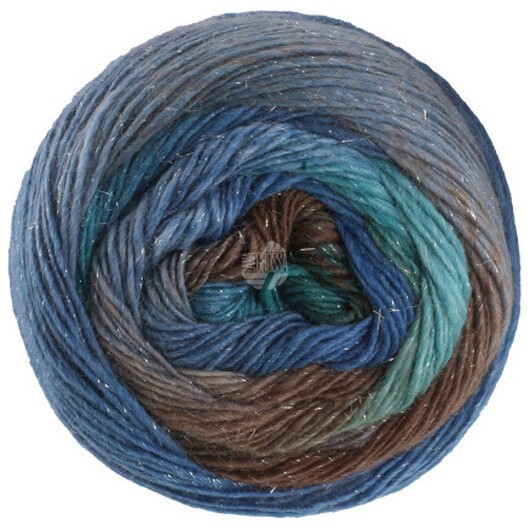 Lana Grossa Meilenweit 100 Color Mix Sparks Garn 7615 Gråblå/Petroleum/Sjögrön/Grå/Grå-/Mörkbrun/Petroleum