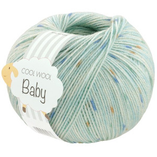 Lana Grossa Cool Wool Baby Garn Print 369 Mint/Blå/Orange