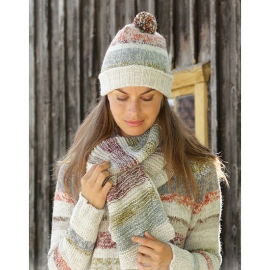 Fading Sunset by DROPS Design - Mössa och halsduka stickmönster str. S/M - M/L