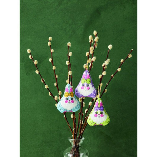 Permin Broderikit Påskhare med Rosett 3pk 6x7cm