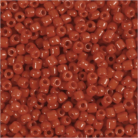 Rocai-pärlor, diam. 3 mm, storlek 8/0, hålstorlek 0,6-1,0 mm, mörkröd, 25g/ 1 frp.