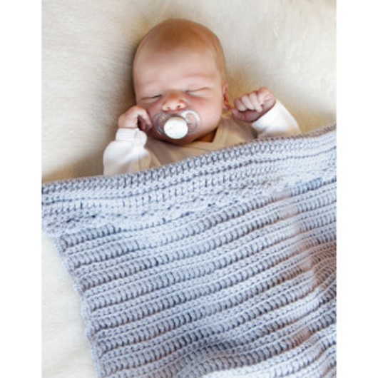 First Year by DROPS Design - Baby Filt Virkmönster 65-80 cm