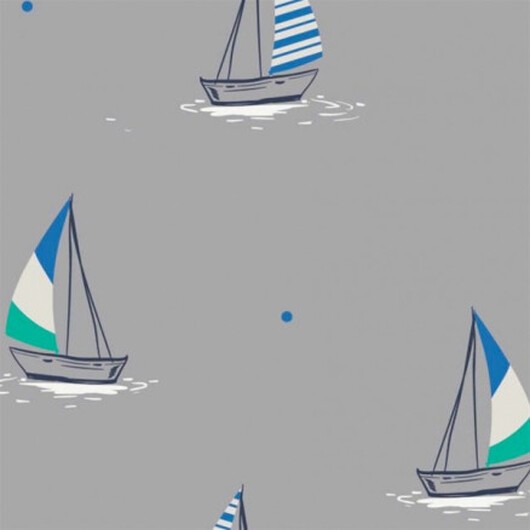 Bomullsjersey Print Tyg 150cm 010 Segelbåtar - 50cm