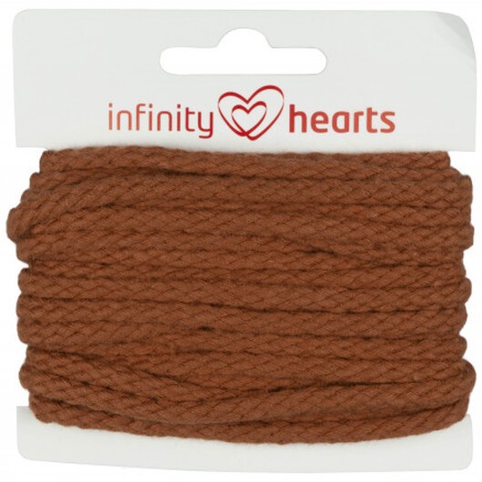 Infinity Hearts Anoraksnöre Bomull rund 5mm 850 Ljus Brun - 5m