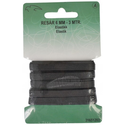 Resår/Resårband Svart 6mm 3m