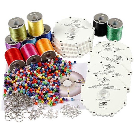 Kumihimo Klassrumsuppsättning, neonfärger, starka färger, 1 set