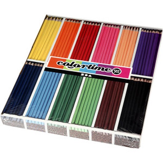Colortime Färgblyerts, L: 17,45 cm, kärna 3 mm, mixade färger, 12x24 st./ 1 förp.