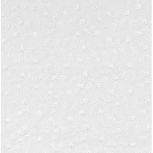 Bomullstyg med broderi 135cm 050 Vit - 50cm