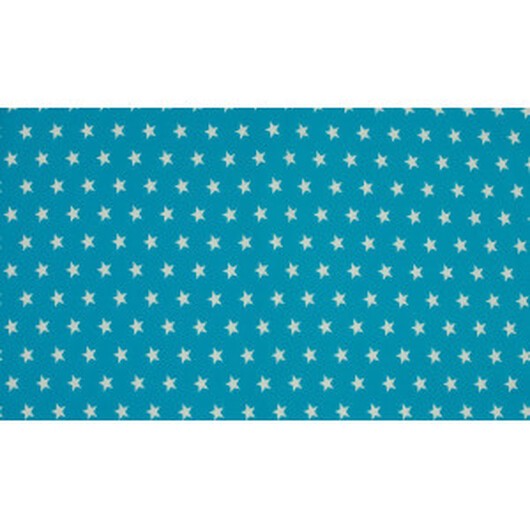 Minimals Bomullspoplin Tyg Print 104 Star Aqua 145cm - 50cm