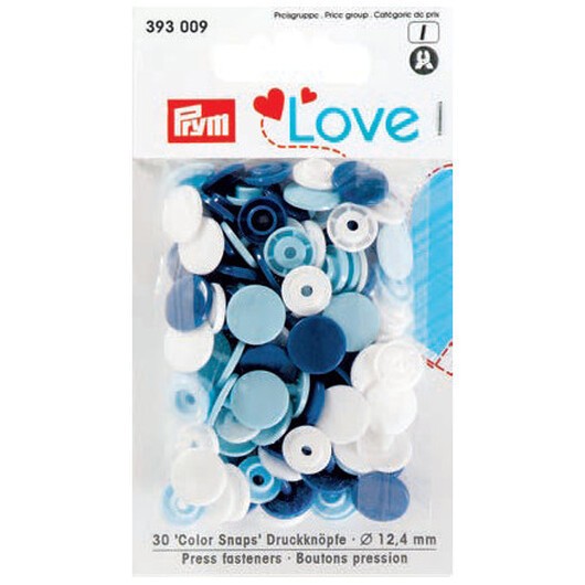 Prym Color Snaps Tryckknappar Plast Rund 12,4 mm ass. Blå - 30 st