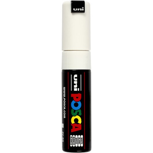 Posca Marker , nr. PC-8K, spets 8 mm, Broad, vit, 1 st.