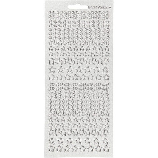 Stickers, stjärnor, ark 10x23 cm, silver, 1 ark