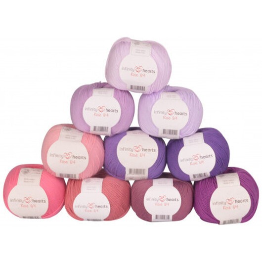 Infinity Hearts Rose 8/4 Garnpaket 24 Rosa och Lila nyanser - 10 st