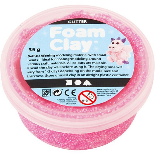 Foam ClayÂ® , glitter, rosa, 35 g/ 1 burk