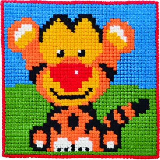 Permin Broderikit Barnstramalj Tiger 25x25cm