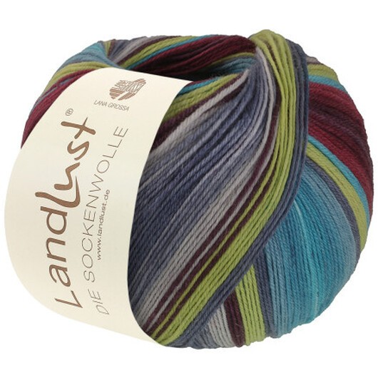 Lana Grossa Landlust Sockwolle Garn 133 Bordeaux/Turkos/Pistaschmandel/Mint/Grå/Petroleum