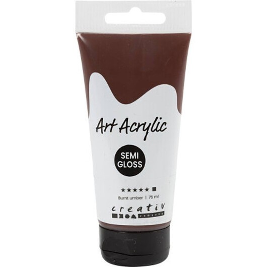 Akrylfärg, halvblank, täckande, burnt umber, 75 ml/ 1 flaska